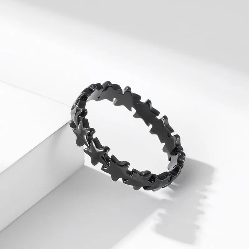 Stainless Steel Star Eternity Stackable Ring Wedding Band for Women Girl Size 5-9