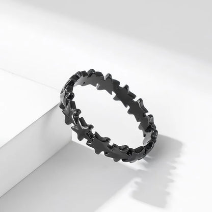 Stainless Steel Star Eternity Stackable Ring Wedding Band for Women Girl Size 5-9
