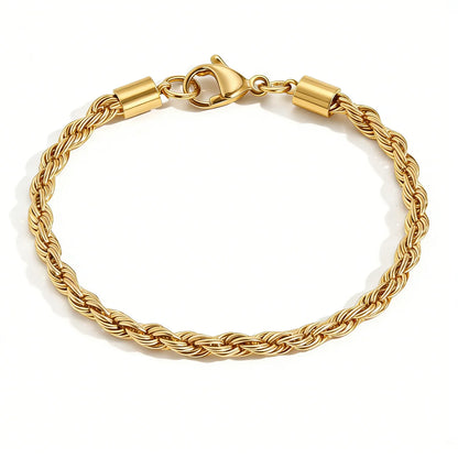 Twisted Rope Chian Bracelet for Woman Hip Hop Punk Gold Color Stainless Steel Gold Color Necklace Fashion Jewelry Gift