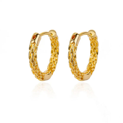 Vintage Round Stainless Steel Hoop Earrings For Women Gold Plated Earring 2023 Trending Statement Ear Jewelry Christmas Gift