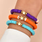 Fashion Rainbow Stackable Bracelets Set For Women Heart Charm Soft Clay Pottery Layering Beads Chain Bangle Female Boho Jewelry