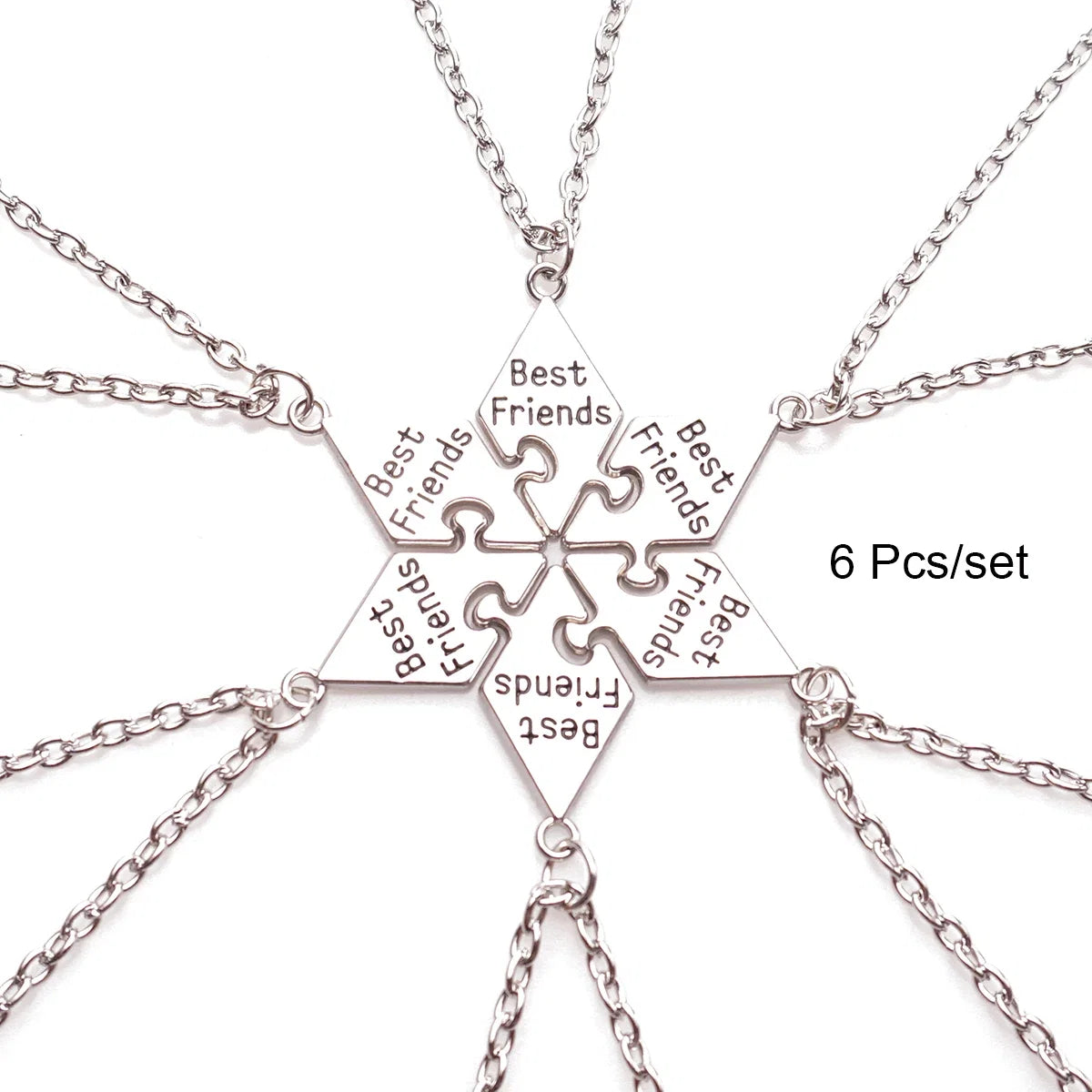 Friendship Pendant Necklace Set for Women | 6 Pcs BFF Jewelry Gift