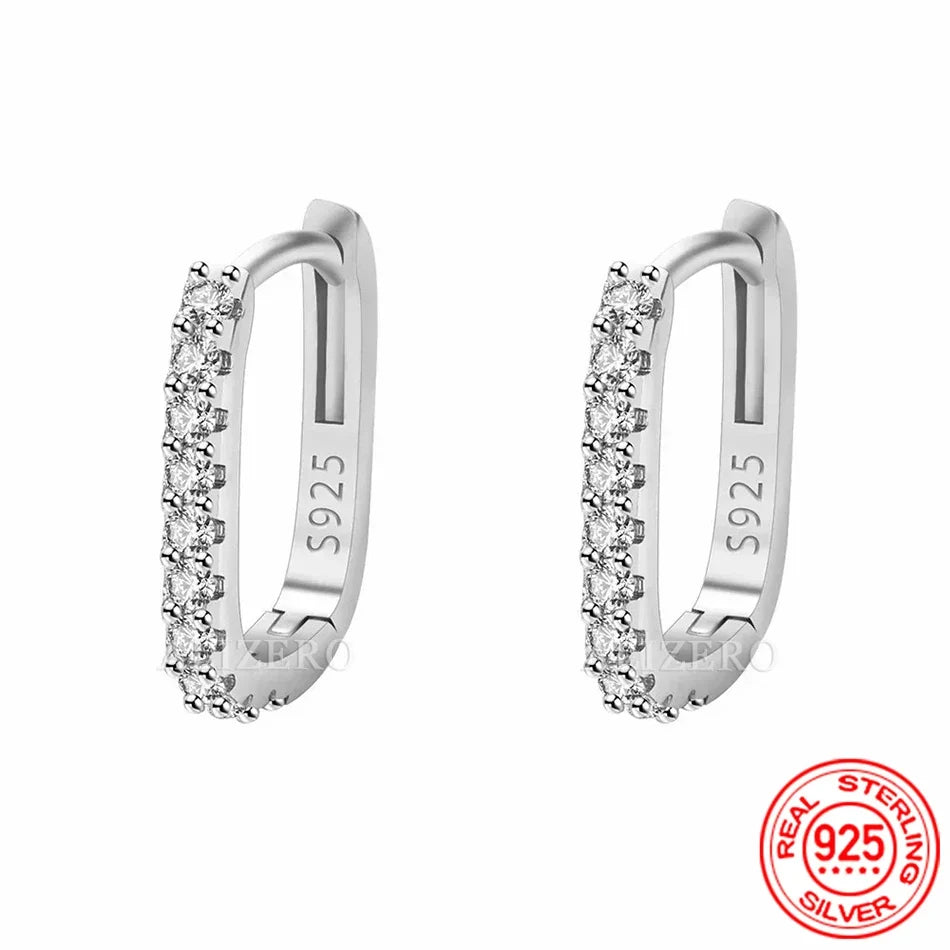 High-quality 925 Sterling Silver Crystal Fashion Circle Hoop Earrings for Woman Wedding Party Gift Street Versatile Jewelry