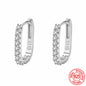 High-quality 925 Sterling Silver Crystal Fashion Circle Hoop Earrings for Woman Wedding Party Gift Street Versatile Jewelry