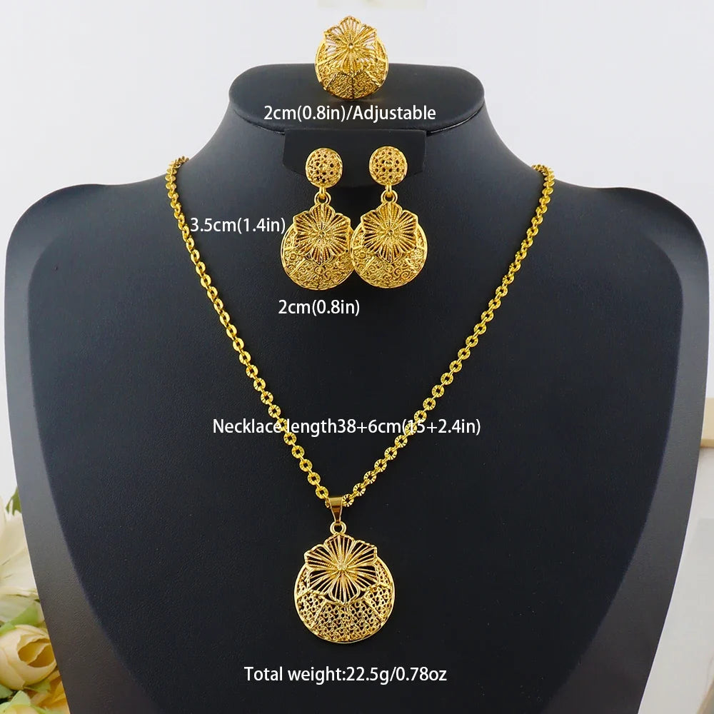 fashion gold jewelry set stainless steel earrings necklaces for women simple Personality gift wedding party Accessories