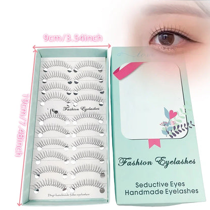 Anime Style False Eyelashes 10 Pairs | 11mm C-Shaped Curled DIY Strip Lashes