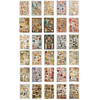 Mr. Paper 30pcs Vintage Sticker Book | Old-Timey Amusement Park Retro Decal Collection for Planners and Journals