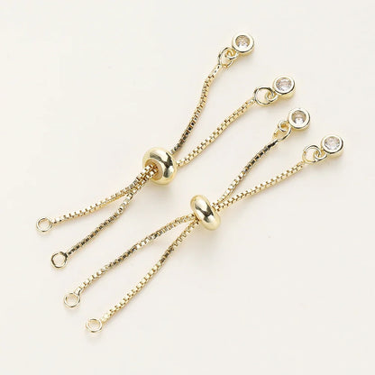 2/4pcs 5/7/12cm 14K/18K Gold Color Plated Brass Adjustable Slider Chains For DIY Bracelet Making Jewelry Making Accessories