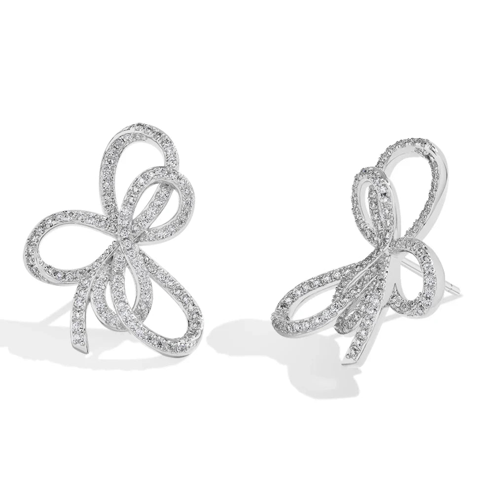 MINTYBOX Bowknot Moissanite Stud Earrings for Women S925 Sterling Silver Lab Diamond Earring Luxury Engagement Jewelry Gift