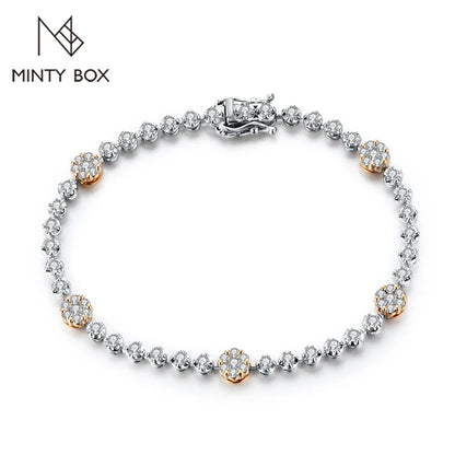 MINTYBOX S925 Sterling Silver All Moissanite Tennis Bracelets for Women D VVS1 Diamond 18k Gold Plated Wedding Fine Jewelry Gift