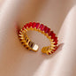 Anillos Gold Color Cubic Zirconia Chic Rings For Women 2025 Punk Elegant Wedding Party Aesthetic Stainless Steel Ring Jewelry