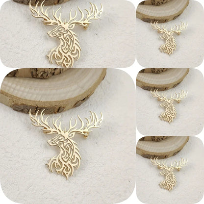 Creative punk style hollow sika deer stainless steel gold-plated 18K brooch, black suit accessories, wedding matching set