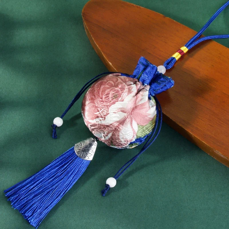Chinese Style Embroidery Tassel Gift Pouch | Lotus Scented Sachet Bag