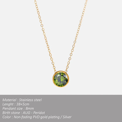 SUNIBI Stainless Steel Birthstone Necklace for Woman Gold Color Bride Designer Pendant Necklaces Birthday Gift Jewelry Wholesale
