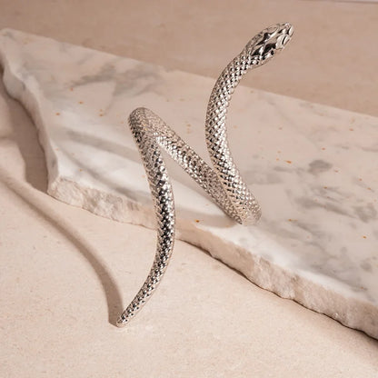 2025 New Arrival Snake Shaped Cuff Bracelet Ring Set for Women Exaggerated Metal Unique Design Bracelet Fashion Jewelry Set