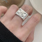 925 Sterling Silver Frosting Geometry Ring | Textured Wide Band for Women