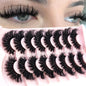 5-8 Pairs Natural Russian Striped Mink Lashes | 3D Volume Wavy False Eyelash Extensions