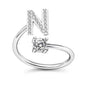 LATS Zircon Initial A-Z Letter Rings for Women Girl Adjustable Opening Ring Name Alphabet Female Wedding Fashion Jewelry Gift