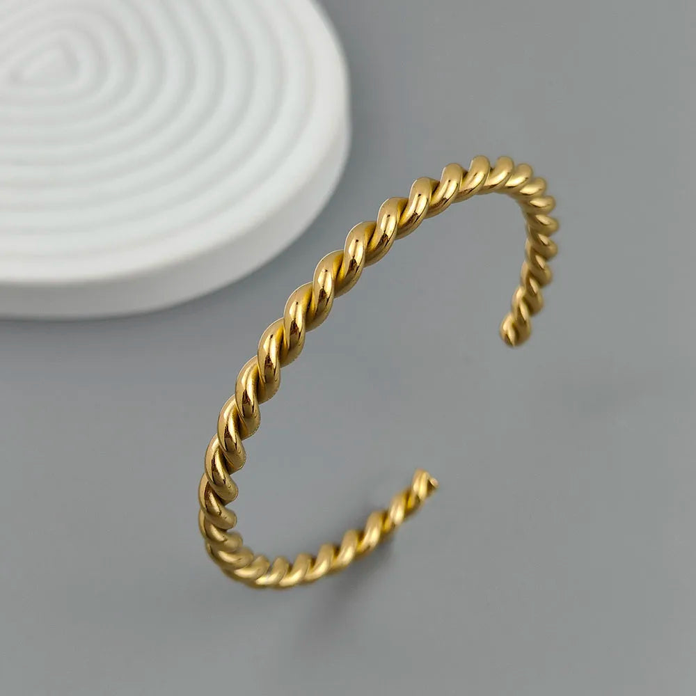 Double-layer wire-wrapped stainless steel gold-plated 18K bracelet, high-quality waterproof silver jewelry, gift for couples