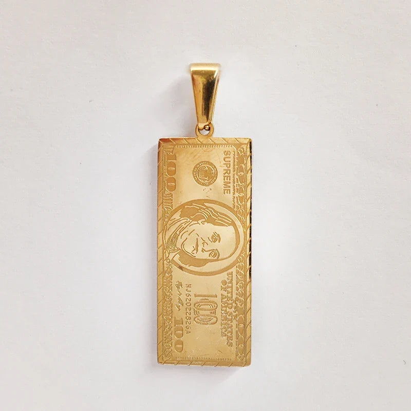 Waterproof 18K Gold Plated Bar Charm Pendant Stainless Steel Us Dollar Custom Pendant