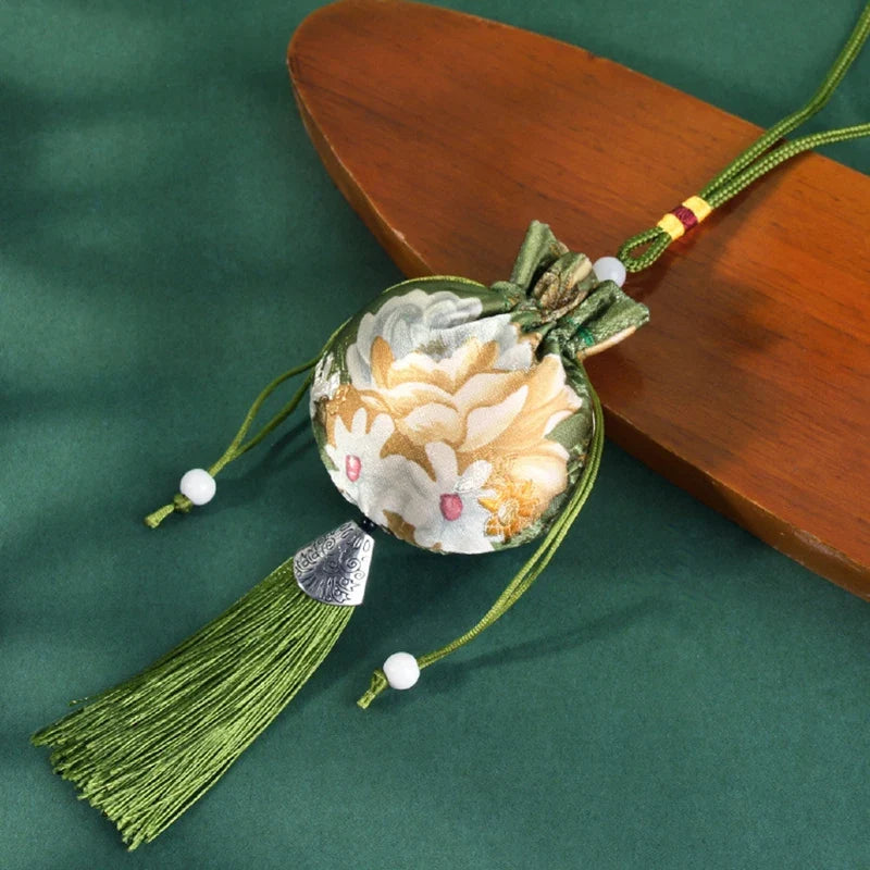 Chinese Style Embroidery Tassel Gift Pouch | Lotus Scented Sachet Bag