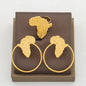 African Gold Color Earrings Ring Jewelry Set for Women Copper Alloy Clip Earrings and Finger Ring 2Pcs Set Weddings Daily Wear