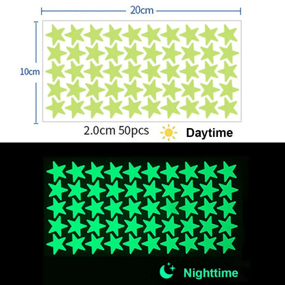Glow In The Dark 3D Stars Moon Wall Stickers | Creative Luminous Room Decor