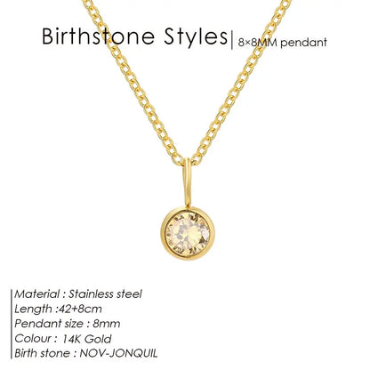 Birthstone Necklace for Woman Stainless Steel 12 Constellation DIY Colourful Zirconia Pendat Birthday Gift Jewelry Wholesale