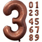 40 Inch Foil Number Balloon Set | Brown Birthday Party Decoration