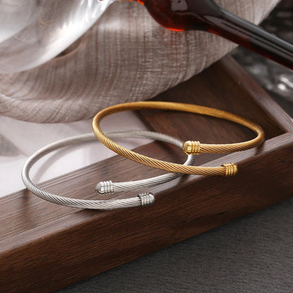 woiwoi Stainless Steel Bracelets Vintage Fashion Simplicity Temperament Decals Wires Metal Bracelet For Women Jewelry Gifts
