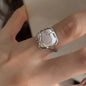 PANJBJ 925 Sterling Silver Pearl Irregular Ring | Women Shell Overlapping Hollow Sweet Design Jewelry