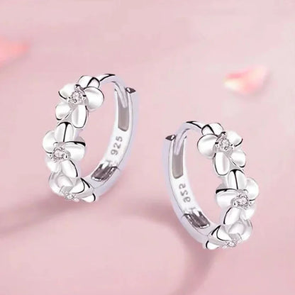 925 Sterling Silver Hoop Earrings With Sweet Flower Design Great For Everyday Wear Holidays And Gifts Vintage Bohemian Style