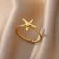 Starfish Shell Stainless Steel Open Rings For Women Fashion Gold Color Finger Ring Trendy Summer Beach Vacation Ocean Jewelry