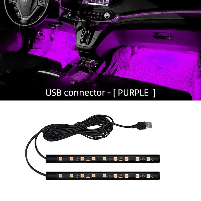 Led Car Ambient Light with USB | Universal Interior Foot Lamp Decoration