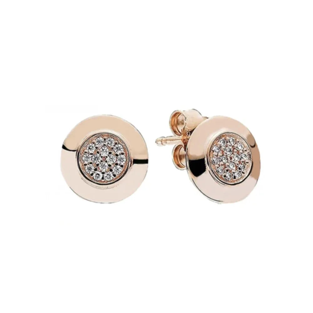 Rose Gold Color 925 Silver Sterling Flower Stud Earrings, Fit Women's Festival Christmas Charm Jewelry Gifts