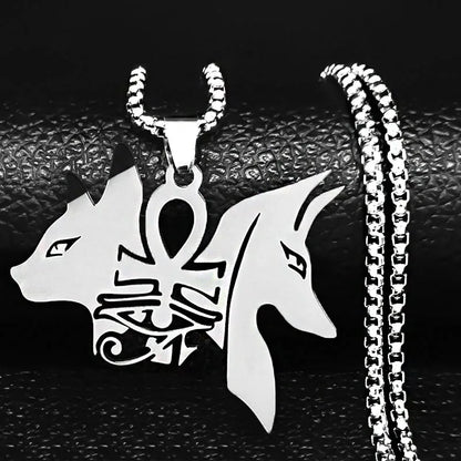 Stainless Steel Ankh Cross Pendant Necklace | Gothic Symbol of Life Jewelry