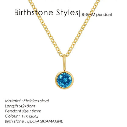 Birthstone Necklace for Woman Stainless Steel 12 Constellation DIY Colourful Zirconia Pendat Birthday Gift Jewelry Wholesale