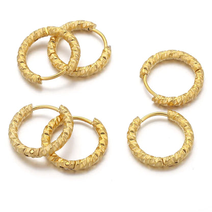 6pcs Stainless Steel Rectangular Textured Earrings Set | 18K PVD Gold Plated DIY Jewelry Parts