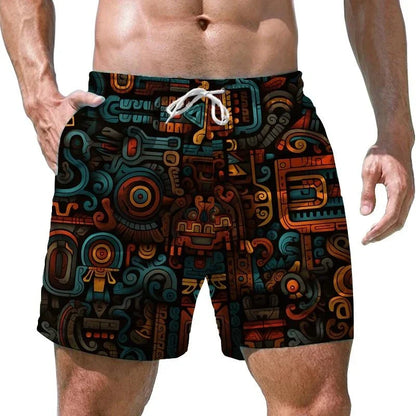 New Fashion Hawaiian Tiki 3D Print Beach Shorts Casual Aloha Polynesia God Short Pants For Men Clothes Aloha Boy Trunks Shorts