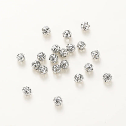 20pcs/bag 4mm 5mm 6mm 18K Gold Plated Hollow Round Spacer Bead Brass Charm Bracelet Beading For DIY Jewelry Making Accessories