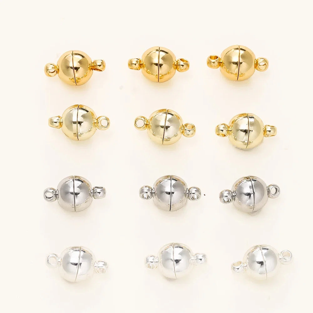 4/6pcs/pack 8*14MM 14K/18K Gold Plated Brass Magnetic Bracelet Clasp Beads for Handmade DIY Jewelry Making Accessories