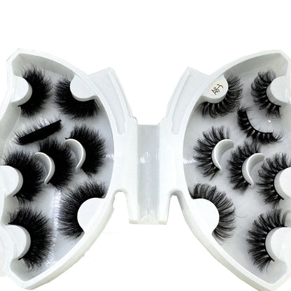 5-8 Pairs Natural Russian Striped Mink Lashes | 3D Volume Wavy False Eyelash Extensions