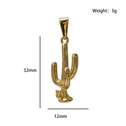 Trendy Gold - Plated Stainless Steel Cactus Pendant Necklace for Men & Women - Non - Fading, Ideal Gift, Fashion Jewelry