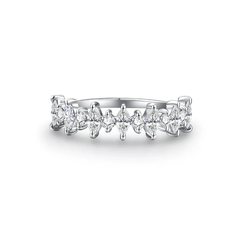 MINTYBOX 4*2mm D Color 925 Sterling Silver Moissanite Ring for Women Passed Diamond Tester 18k Plated Engegament Wedding Rings