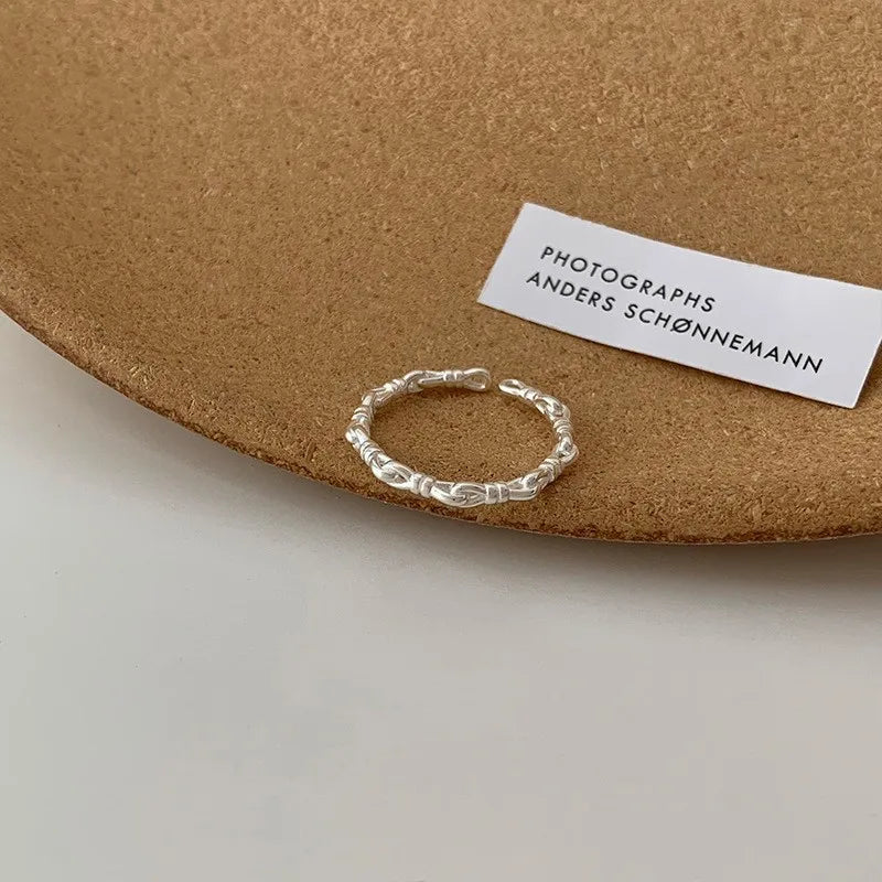 PANJBJ 925 Sterling Silver Pearl Irregular Ring | Women Shell Overlapping Hollow Sweet Design Jewelry