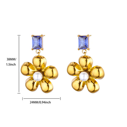 Elegant Imitation Pearl Earrings for Women Stainless Steel Heart Butterfly Shell Drop Earrings Luxury Aesthetic Jewelry Gift