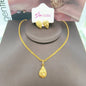 Exquisite Gold Color Jewelry Set for Party Stud Earrings and Pendant Necklace African Bridal Jewelry Set for Engagement Party