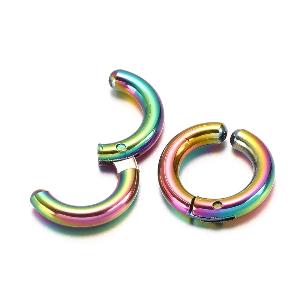 6 Pairs Stainless Steel Clip On Earrings for Women Men | Non Piercing Round Hoop Ear Cuffs