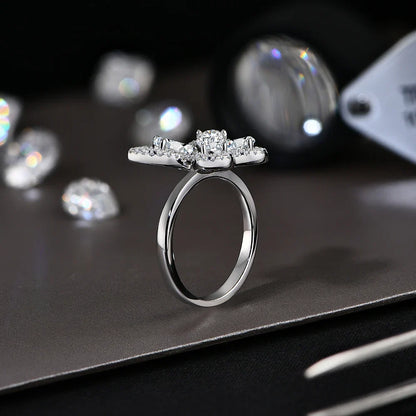MINTYBOX Butterfly Moissanite Ring for Women Solid 10k 14k White Gold Pear Cut 6*4mm Pass Diamond Test Engagement Fine Jewelry