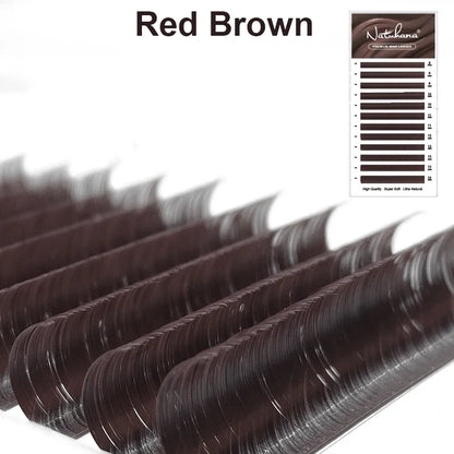 NATUHANA Caramel Colored Lashes | Individual Faux Mink Eyelashes
